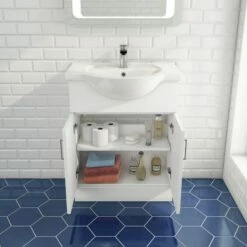 Vellamo Alpine 650mm Floorstanding Vanity Unit & Basin - Gloss White 11 Vellamo Alpine 650mm Floorstanding Vanity Unit & Basin - Gloss White -TAP WAREHOUSE Shop 02 open doors 650