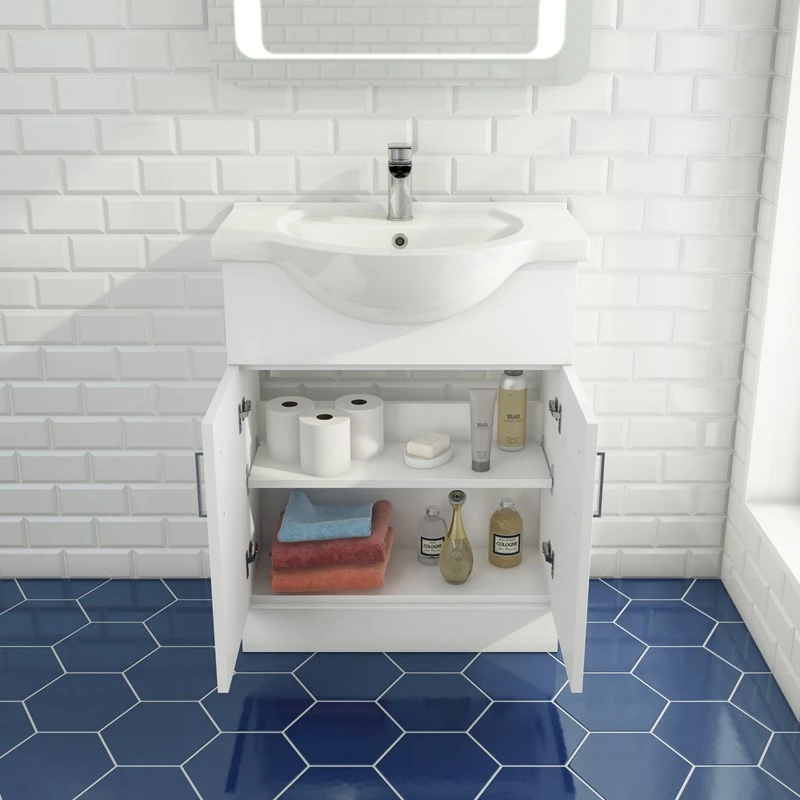 Vellamo Alpine 650mm Floorstanding Vanity Unit & Basin - Gloss White 5 Vellamo Alpine 650mm Floorstanding Vanity Unit & Basin - Gloss White - Image 3