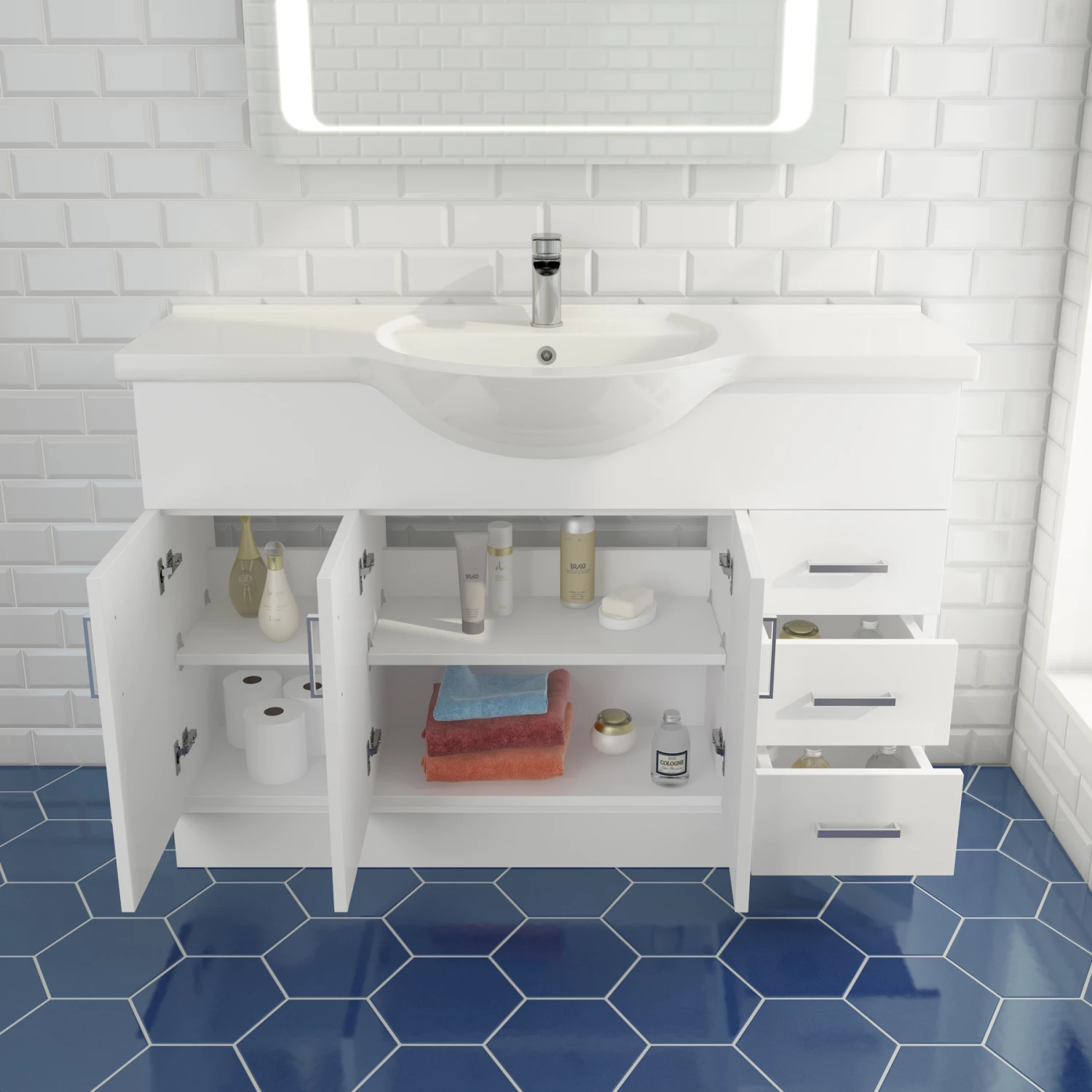 Vellamo Alpine 1200mm White Gloss Floor Standing Vanity Unit & Basin 4 Vellamo Alpine 1200mm White Gloss Floor Standing Vanity Unit & Basin - Image 2