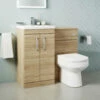 Emily 1000mm Bathroom Toilet & Sink Unit - Natural Oak - Harbour Clarity 525mm Toilet & Seat - Basin B - 18mm Height - Concealed Cistern 2 Emily 1000mm Bathroom Toilet & Sink Unit - Natural Oak - Harbour Clarity 525mm Toilet & Seat - Basin B - 18mm Height - Concealed Cistern -TAP WAREHOUSE Shop 500 door wc unit oak