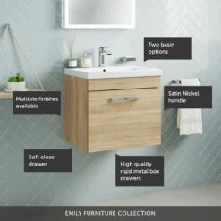 Emily 500mm Wall Mounted 1 Drawer Vanity Unit & Mid-Edged Basin - Hacienda Black 19 Emily 500mm Wall Mounted 1 Drawer Vanity Unit & Mid-Edged Basin - Hacienda Black -TAP WAREHOUSE Shop 500 wall 1 drawer call outs