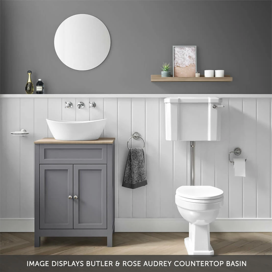 Butler & Rose Catherine Floorstanding Shadow Grey Vanity Unit With Country Oak-Effect Countertop & Audrey Stone Resin Basin 5 Butler & Rose Catherine Floorstanding Shadow Grey Vanity Unit With Country Oak-Effect Countertop & Audrey Stone Resin Basin - Image 3