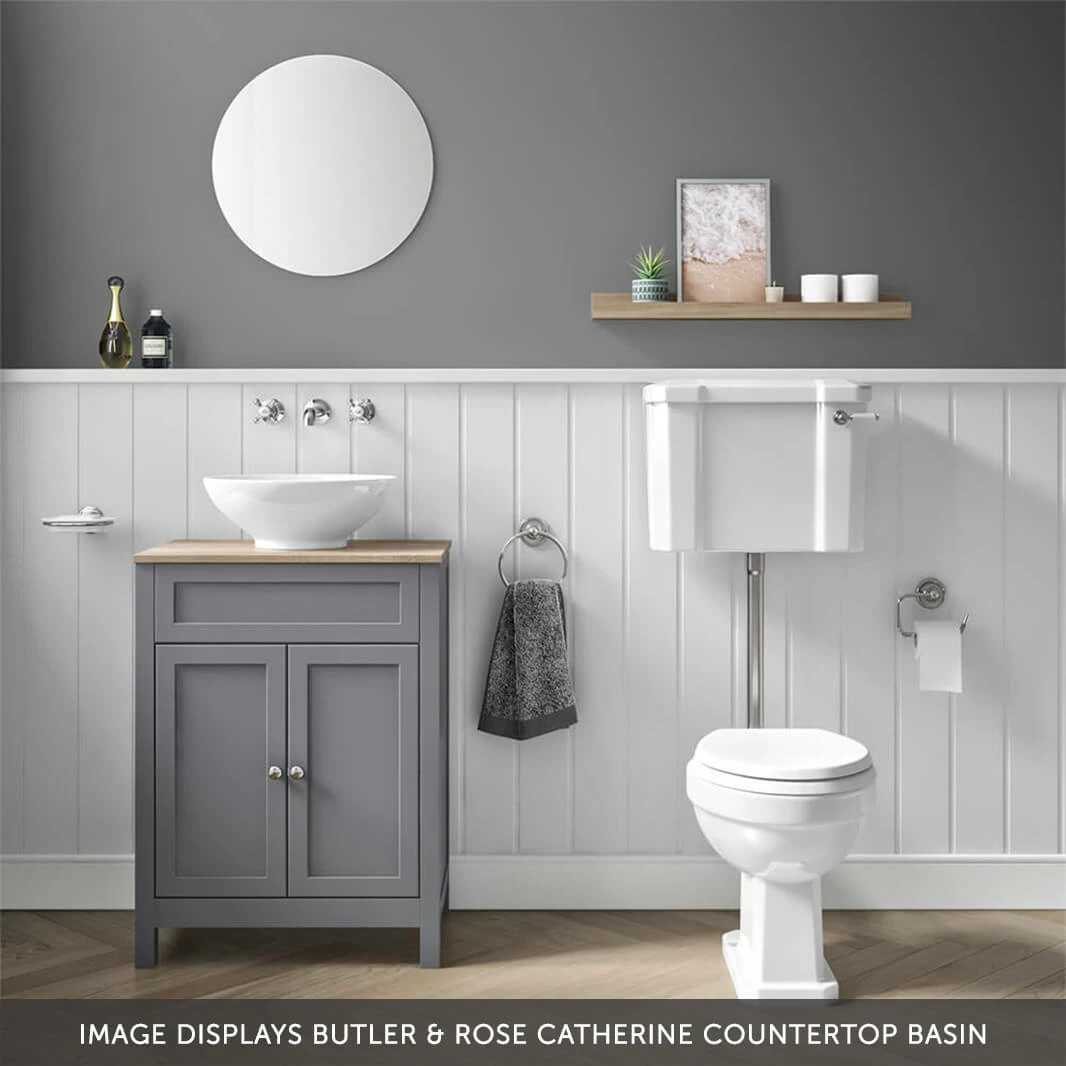 Butler & Rose Catherine Floorstanding Shadow Grey Vanity Unit With Country Oak-Effect Countertop & Audrey Stone Resin Basin 6 Butler & Rose Catherine Floorstanding Shadow Grey Vanity Unit With Country Oak-Effect Countertop & Audrey Stone Resin Basin - Image 4