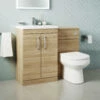 Emily 1100mm Bathroom Toilet & Sink Unit - Natural Oak - Harbour Clarity 525mm Toilet & Seat - Basin A - 40mm Height - Concealed Cistern 2 Emily 1100mm Bathroom Toilet & Sink Unit - Natural Oak - Harbour Clarity 525mm Toilet & Seat - Basin A - 40mm Height - Concealed Cistern -TAP WAREHOUSE Shop 600 door wc unit oak