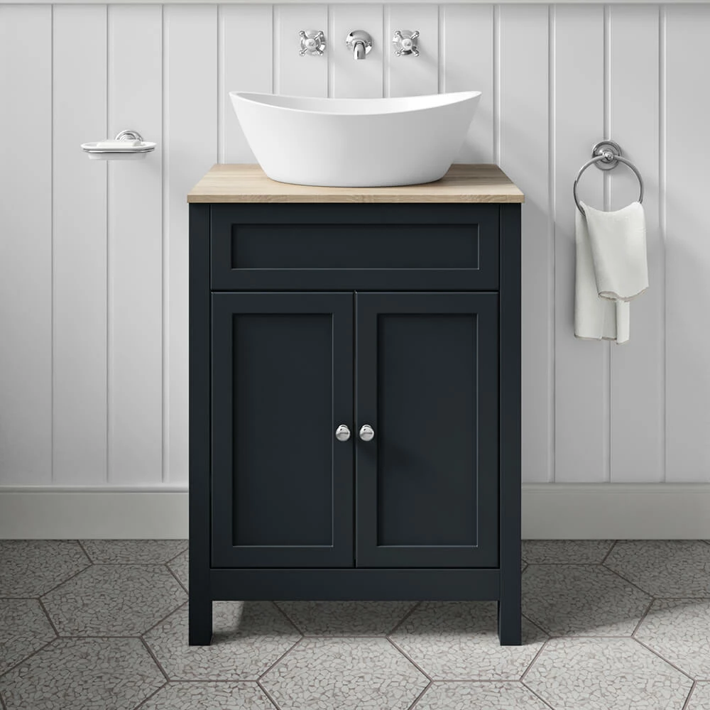 Butler & Rose Catherine Floorstanding Shadow Grey Vanity Unit With Country Oak-Effect Countertop & Audrey Stone Resin Basin 8 Butler & Rose Catherine Floorstanding Shadow Grey Vanity Unit With Country Oak-Effect Countertop & Audrey Stone Resin Basin - Image 6