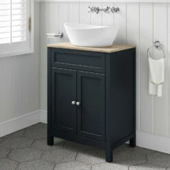 Butler & Rose Catherine Floorstanding Shadow Grey Vanity Unit With Country Oak-Effect Countertop & Audrey Stone Resin Basin 28 Butler & Rose Catherine Floorstanding Shadow Grey Vanity Unit With Country Oak-Effect Countertop & Audrey Stone Resin Basin -TAP WAREHOUSE Shop 600mm butler rose catherine countryoak countertop shadowgrey unit lifestyle3