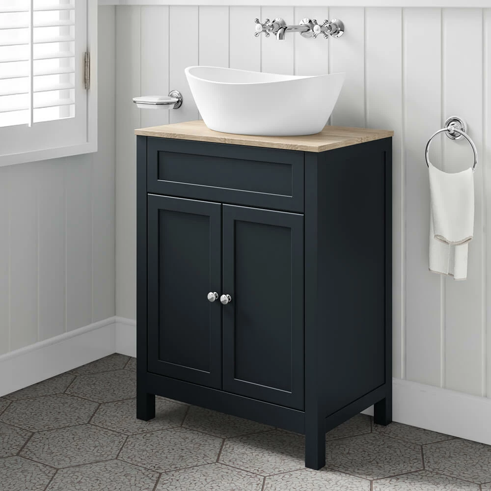 Butler & Rose Catherine Floorstanding Shadow Grey Vanity Unit With Country Oak-Effect Countertop & Audrey Stone Resin Basin 12 Butler & Rose Catherine Floorstanding Shadow Grey Vanity Unit With Country Oak-Effect Countertop & Audrey Stone Resin Basin - Image 10