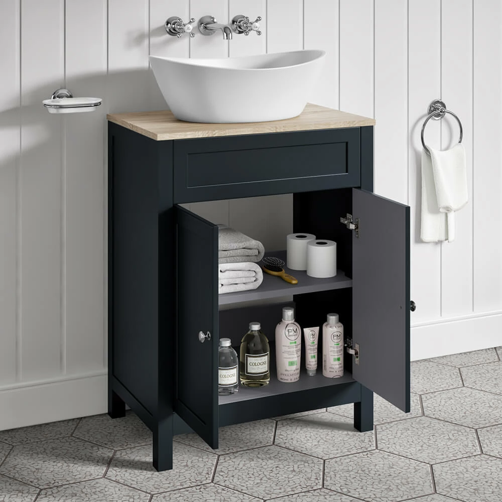 Butler & Rose Catherine Floorstanding Shadow Grey Vanity Unit With Country Oak-Effect Countertop & Audrey Stone Resin Basin 9 Butler & Rose Catherine Floorstanding Shadow Grey Vanity Unit With Country Oak-Effect Countertop & Audrey Stone Resin Basin - Image 7