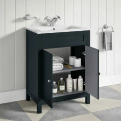 Butler & Rose Catherine Traditional 600mm Floorstanding Vanity Unit With Basin - Shadow Grey 28 Butler & Rose Catherine Traditional 600mm Floorstanding Vanity Unit With Basin - Shadow Grey -TAP WAREHOUSE Shop 600mm butlerandrose catherine floorstanding traditional vanityunit shadowgrey lifestyle5