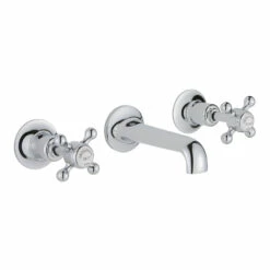 Butler & Rose Caledonia Crosshead Wall Mounted Basin Mixer - Chrome -TAP WAREHOUSE Shop 76089a cutout