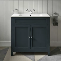Butler & Rose Catherine Traditional 800mm Floorstanding Vanity Unit With Basin - Shadow Grey