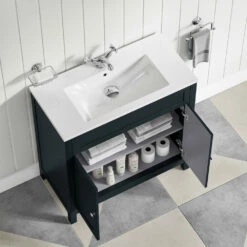 Butler & Rose Catherine Traditional 800mm Floorstanding Vanity Unit With Basin - Shadow Grey 23 Butler & Rose Catherine Traditional 800mm Floorstanding Vanity Unit With Basin - Shadow Grey -TAP WAREHOUSE Shop 800mm butlerandrose catherine floorstanding traditional vanityunit shadowgrey lifestyle3