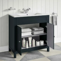 Butler & Rose Catherine Traditional 800mm Floorstanding Vanity Unit With Basin - Shadow Grey 21 Butler & Rose Catherine Traditional 800mm Floorstanding Vanity Unit With Basin - Shadow Grey -TAP WAREHOUSE Shop 800mm butlerandrose catherine floorstanding traditional vanityunit shadowgrey lifestyle5