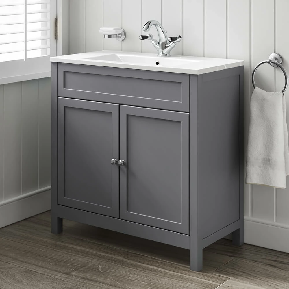 Butler & Rose Catherine Traditional 800mm Floorstanding Vanity Unit With Basin - Shadow Grey 11 Butler & Rose Catherine Traditional 800mm Floorstanding Vanity Unit With Basin - Shadow Grey - Image 9