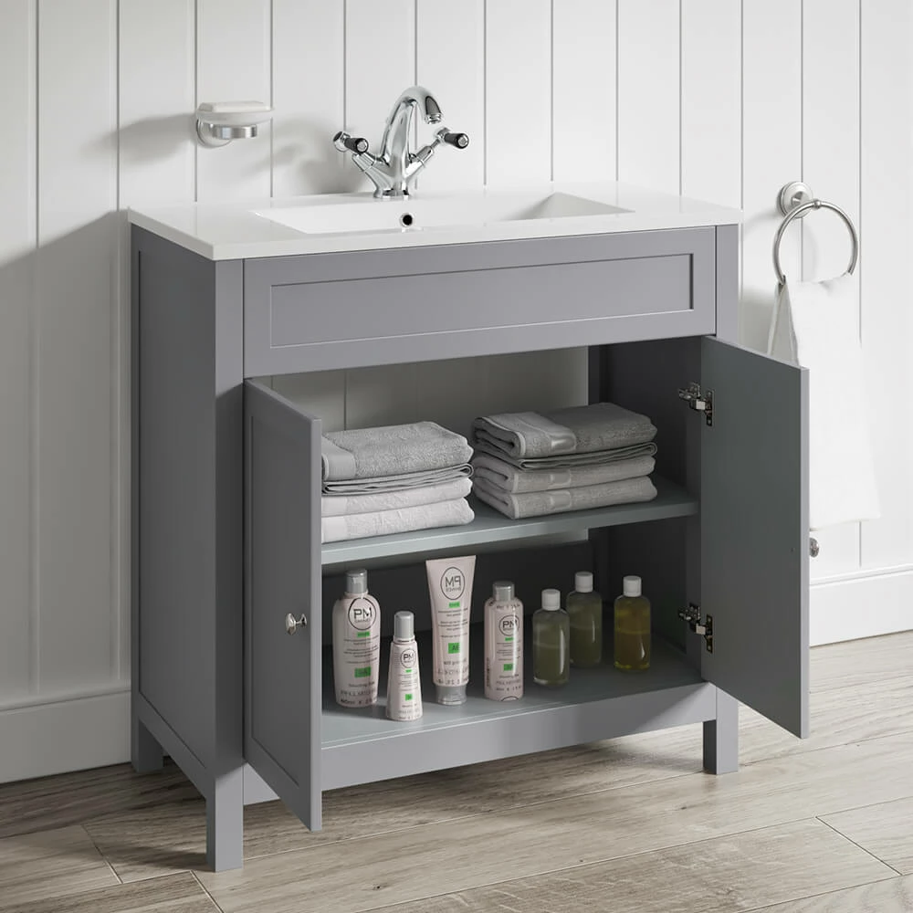 Butler & Rose Catherine Traditional 800mm Floorstanding Vanity Unit With Basin - Shadow Grey 10 Butler & Rose Catherine Traditional 800mm Floorstanding Vanity Unit With Basin - Shadow Grey - Image 8