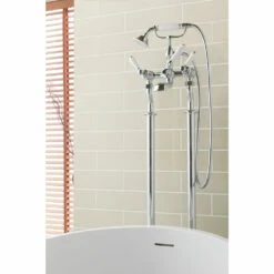 Butler & Rose Caledonia Lever Floorstanding Bath Shower Mixer With Shower Kit - Nickel