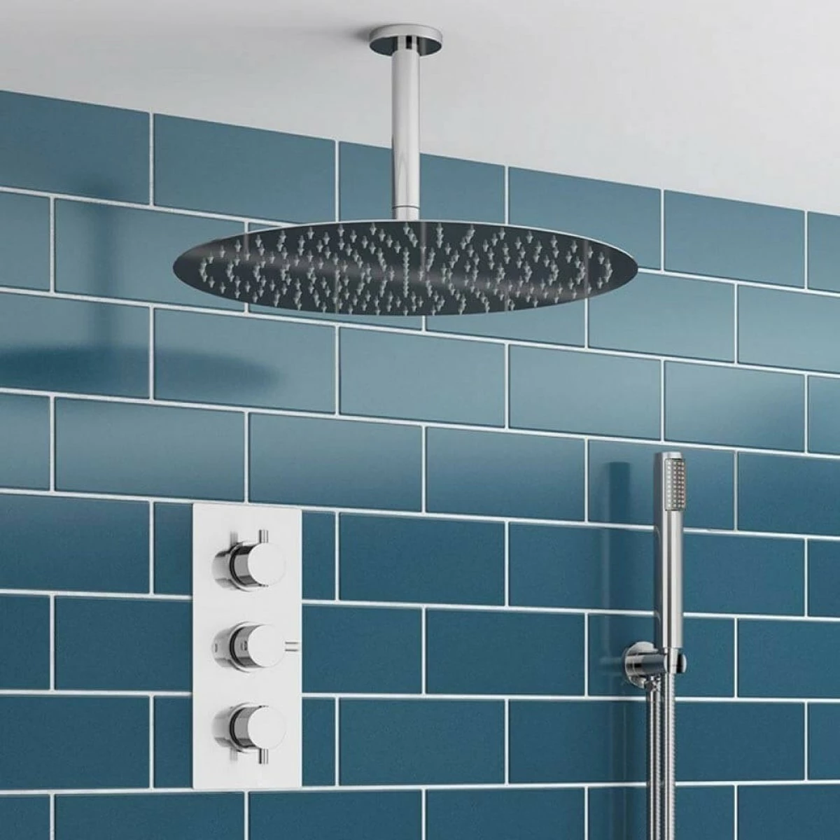 Adele Concealed Shower Valve, Fixed Head & Shower Handset - 300mm Arm 3 Adele Concealed Shower Valve, Fixed Head & Shower Handset - 300mm Arm