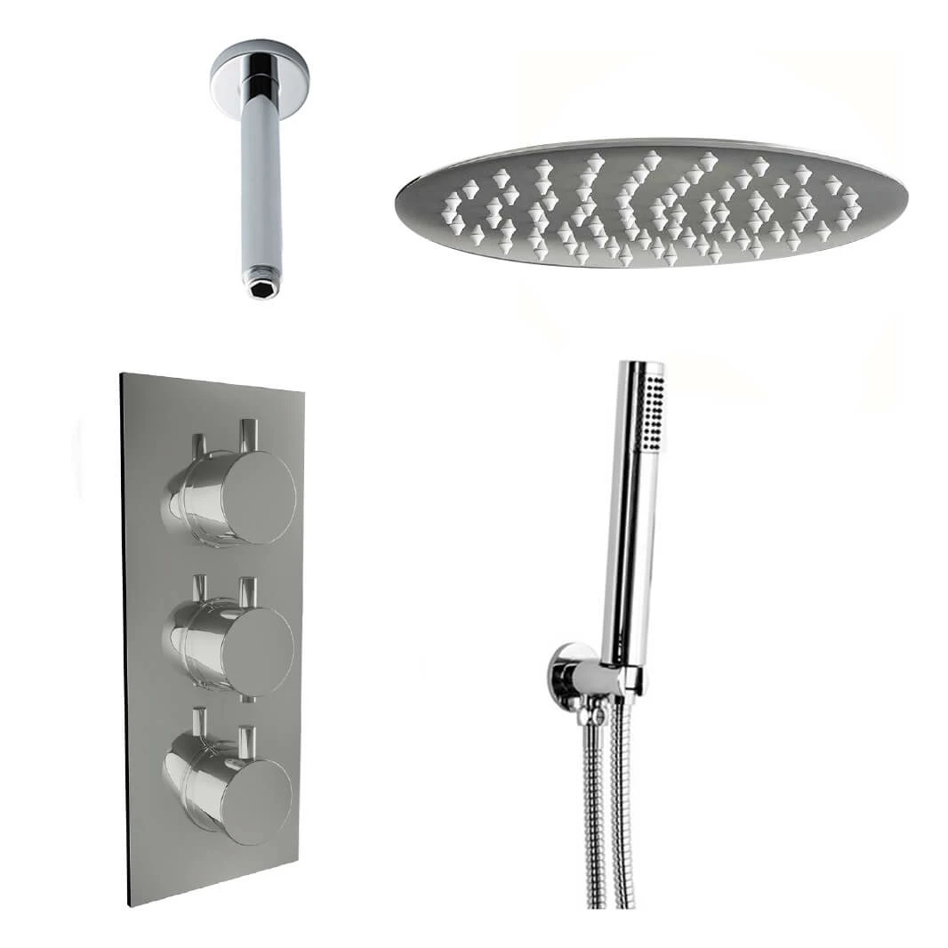 Adele Concealed Shower Valve, Fixed Head & Shower Handset - 300mm Arm 4 Adele Concealed Shower Valve, Fixed Head & Shower Handset - 300mm Arm - Image 2