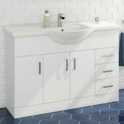 Vellamo Alpine 1200mm White Gloss Floor Standing Vanity Unit & Basin