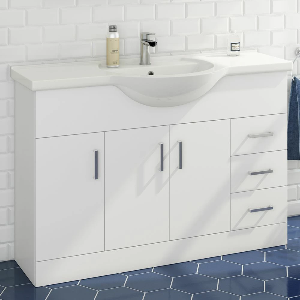 Vellamo Alpine 1200mm White Gloss Floor Standing Vanity Unit & Basin 3 Vellamo Alpine 1200mm White Gloss Floor Standing Vanity Unit & Basin