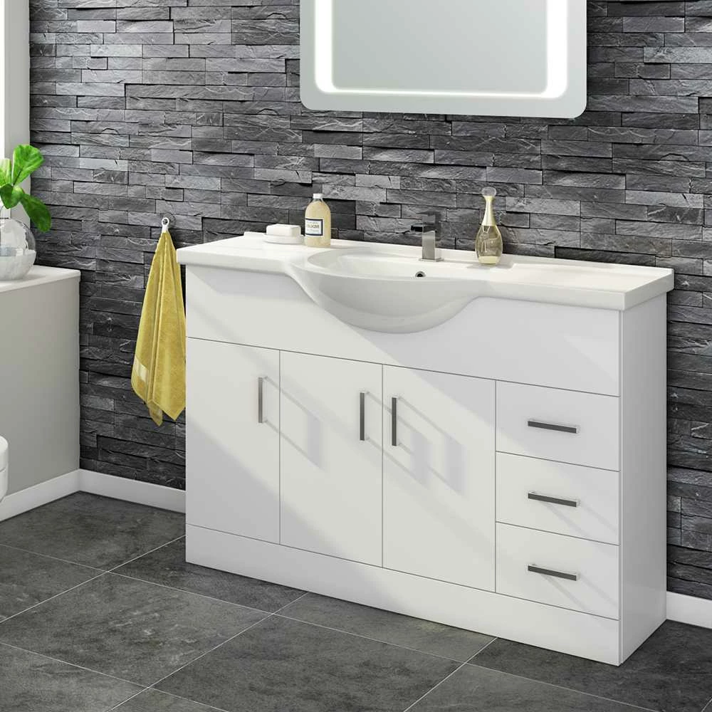 Vellamo Alpine 1200mm White Gloss Floor Standing Vanity Unit & Basin 6 Vellamo Alpine 1200mm White Gloss Floor Standing Vanity Unit & Basin - Image 4