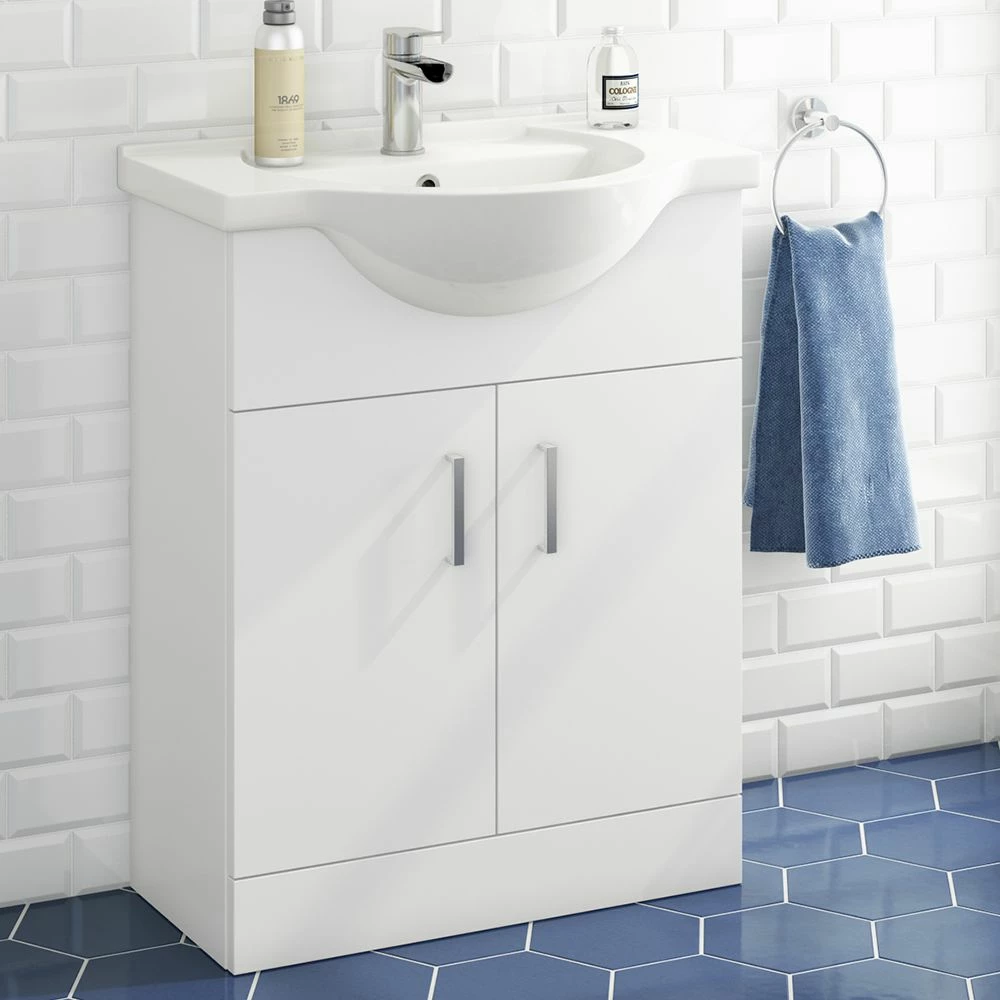 Vellamo Alpine 650mm Floorstanding Vanity Unit & Basin - Gloss White 3 Vellamo Alpine 650mm Floorstanding Vanity Unit & Basin - Gloss White