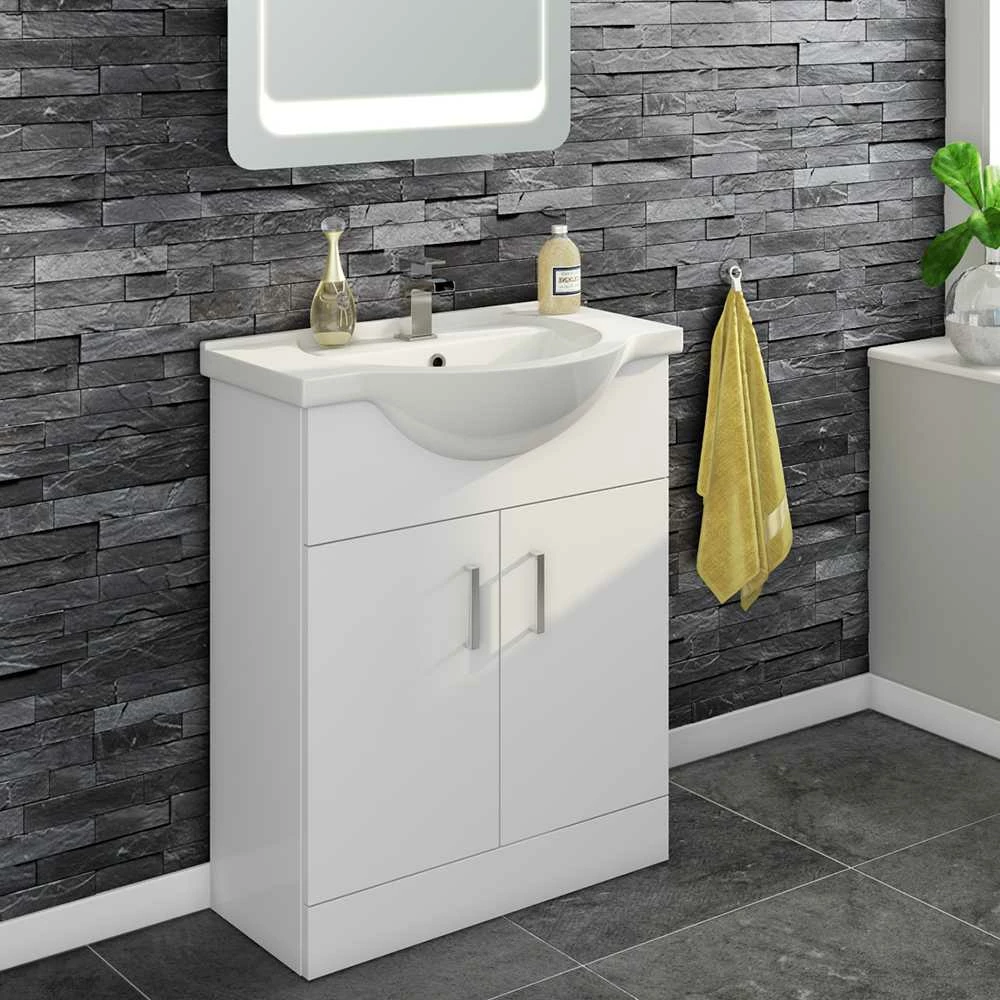 Vellamo Alpine 650mm Floorstanding Vanity Unit & Basin - Gloss White 7 Vellamo Alpine 650mm Floorstanding Vanity Unit & Basin - Gloss White - Image 5