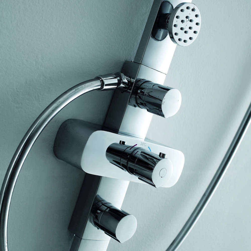 Flova Allore Thermostatic Shower Column With Handset, Body Jets & Overhead Shower 7 Flova Allore Thermostatic Shower Column With Handset, Body Jets & Overhead Shower - Image 5