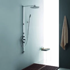 Flova Allore Thermostatic Shower Column With Handset, Body Jets & Overhead Shower