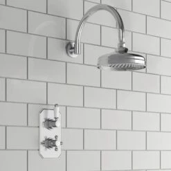 Front Page 35 Arabella Traditional Concealed Shower Valve & 200mm Fixed Shower Head - 313mm Curved Wall Arm