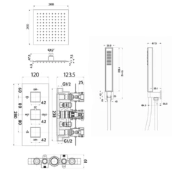 Archie Concealed Shower Valve, 200mm Fixed Shower Head & Handset - 300mm Wall Shower Arm 13 Archie Concealed Shower Valve, 200mm Fixed Shower Head & Handset - 300mm Wall Shower Arm -TAP WAREHOUSE Shop archie shower valve 200 head handset kit tech