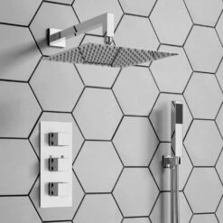 Front Page 37 Archie Concealed Shower Valve, 200mm Fixed Shower Head & Handset - 300mm Wall Shower Arm