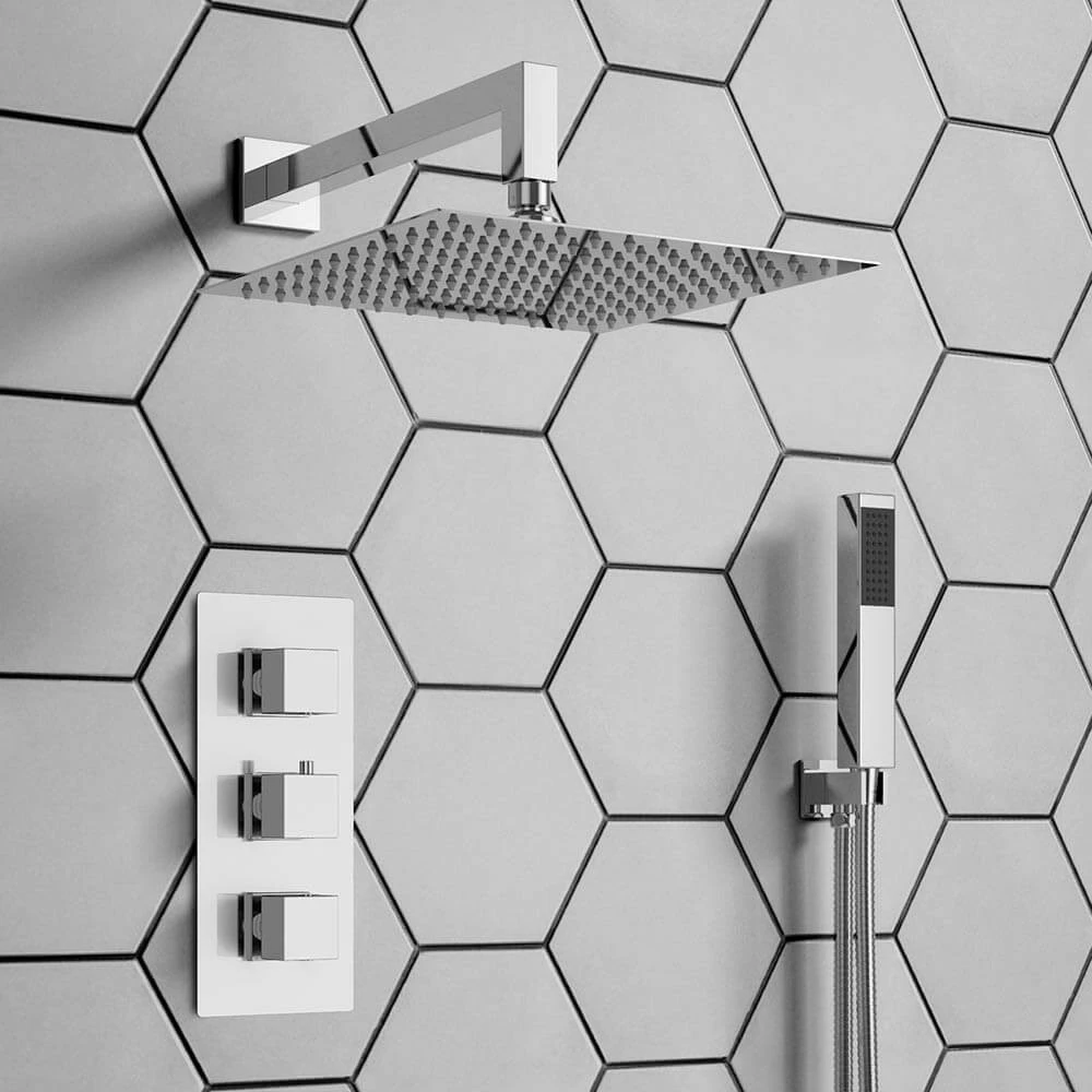 Archie Concealed Shower Valve, 200mm Fixed Shower Head & Handset - 300mm Wall Shower Arm 3 Archie Concealed Shower Valve, 200mm Fixed Shower Head & Handset - 300mm Wall Shower Arm