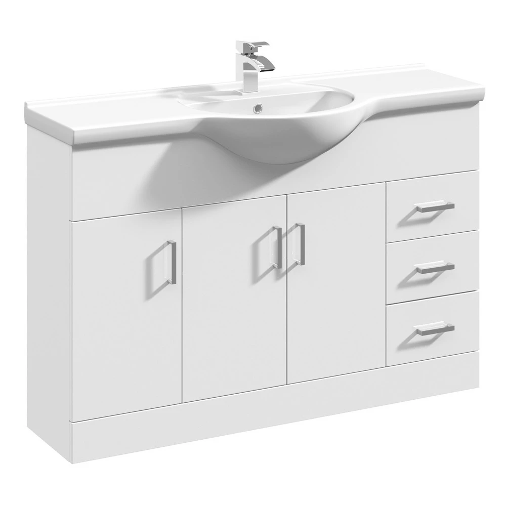 Vellamo Alpine 1200mm White Gloss Floor Standing Vanity Unit & Basin 7 Vellamo Alpine 1200mm White Gloss Floor Standing Vanity Unit & Basin - Image 5