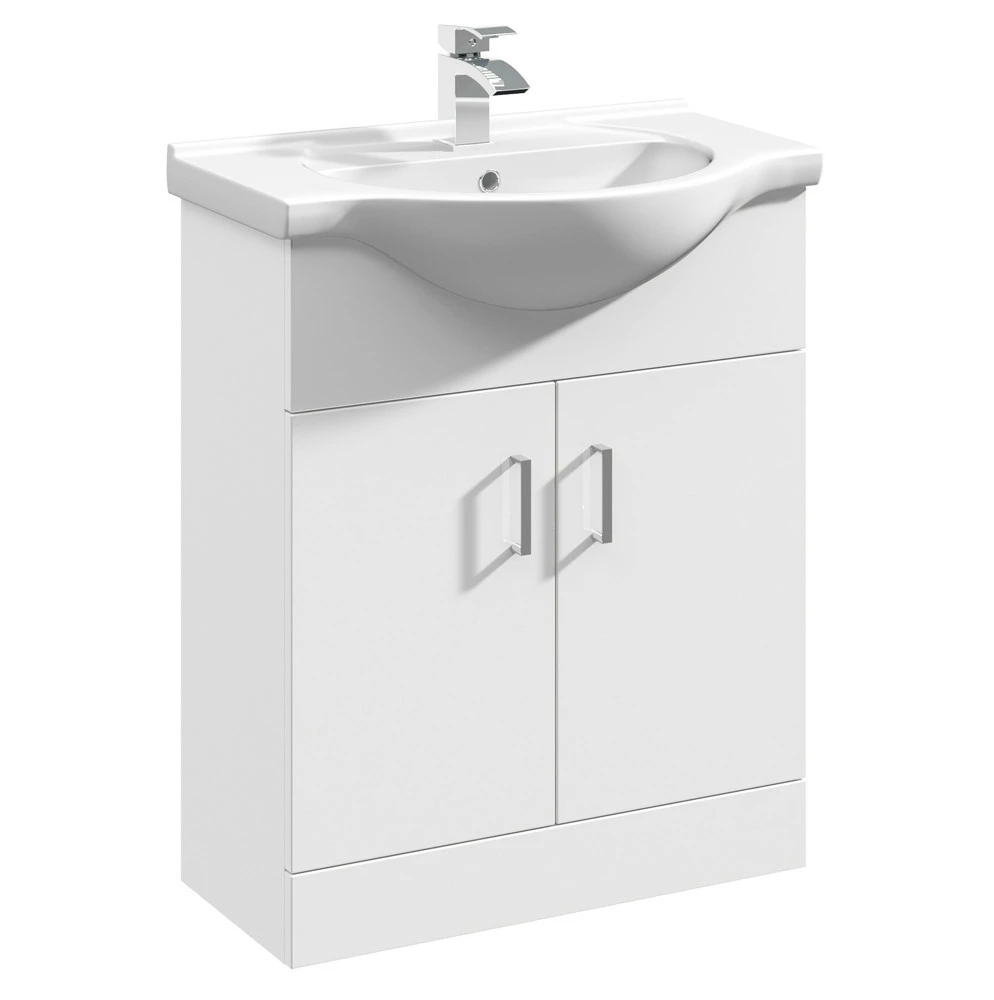 Vellamo Alpine 650mm Floorstanding Vanity Unit & Basin - Gloss White 4 Vellamo Alpine 650mm Floorstanding Vanity Unit & Basin - Gloss White - Image 2
