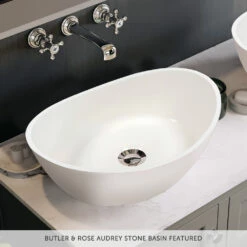 Butler & Rose Audrey 1200mm Floorstanding Countertop Vanity Unit - Spa Grey -TAP WAREHOUSE Shop audrey countertop basin lifestyle
