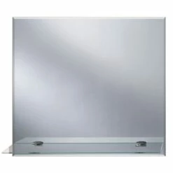 Origins Living Straight Edge Bathroom Mirror With Glass Shelf - 500 X 550mm -TAP WAREHOUSE Shop b004853 cutout