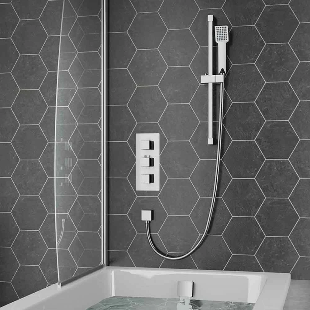 Barnaby Concealed Shower Valve, Slide Rail Kit & Overflow Bath Filler 3 Barnaby Concealed Shower Valve, Slide Rail Kit & Overflow Bath Filler