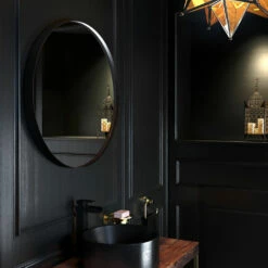 Origins Living City Round Mirror 600mm - Black -TAP WAREHOUSE Shop bathroom origins black city round mirror lifestyle