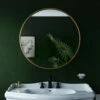 Origins Living Docklands Round Mirror - 600mm - Black 2 Origins Living Docklands Round Mirror - 600mm - Black -TAP WAREHOUSE Shop bathroom origins brass docklands round mirror lifestyle
