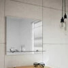 Origins Living Straight Edge Bathroom Mirror With Glass Shelf - 500 X 550mm -TAP WAREHOUSE Shop bathroom origins straight edge bathroom mirror with glass shelf lifestyle