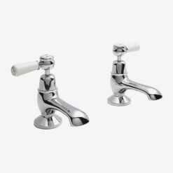 Hudson Reed White Topaz Lever Bath Pillar Taps