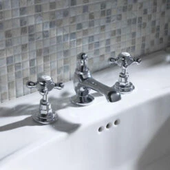 Hudson Reed Topaz 3 Hole Basin Mixer With Pop-Up Waste