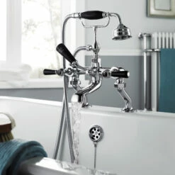 Hudson Reed Black Topaz Lever Deck Mounted Bath Shower Mixer With Handset Kit & Hexagonal Collars 8 Hudson Reed Black Topaz Lever Deck Mounted Bath Shower Mixer With Handset Kit & Hexagonal Collars -TAP WAREHOUSE Shop bc404hl trad taps rs v1 ls lifestyle