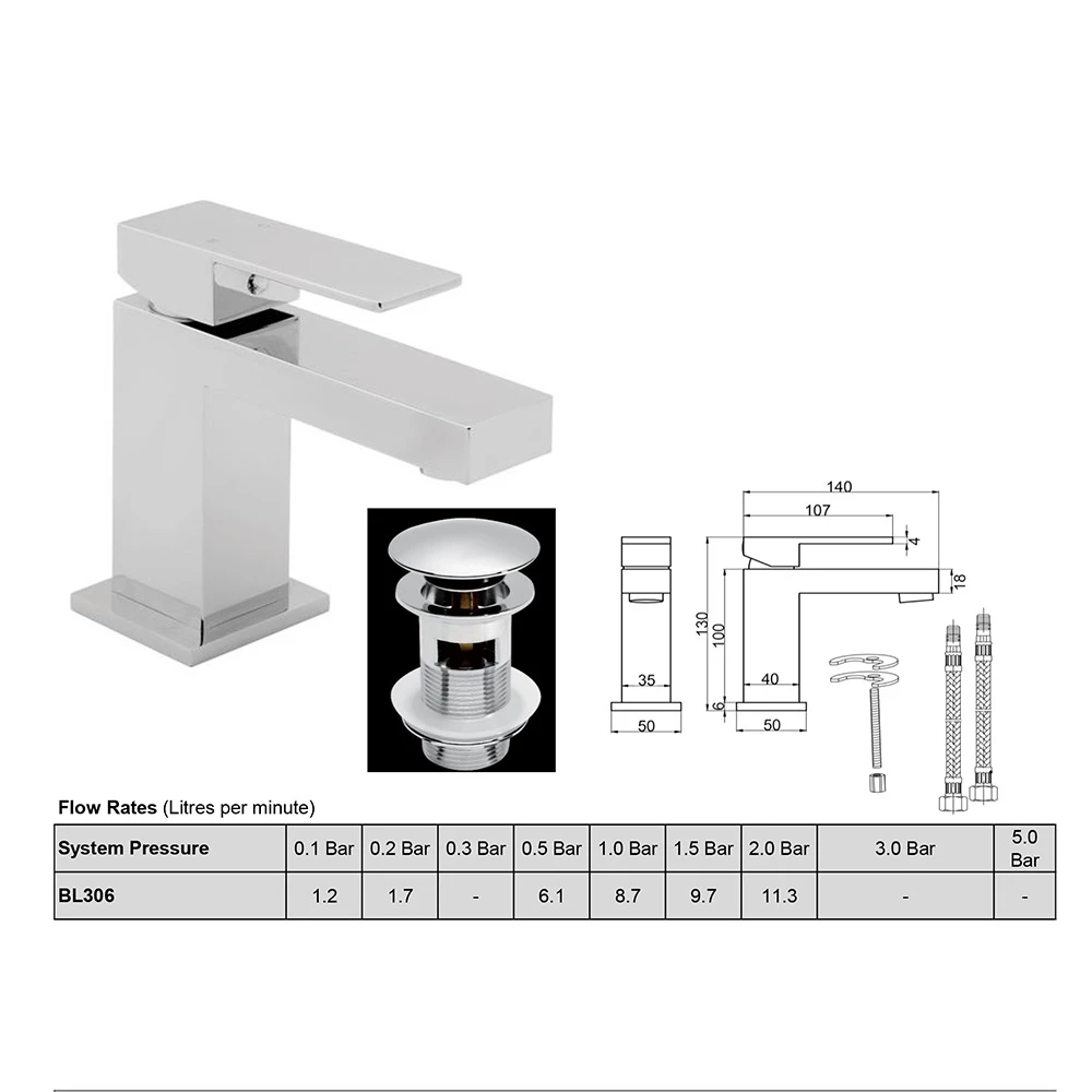 Sagittarius Blade Cloakroom Basin Mixer With Clicker Waste 4 Sagittarius Blade Cloakroom Basin Mixer With Clicker Waste - Image 2