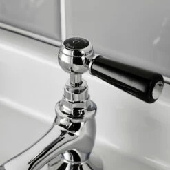 Hudson Reed Black Topaz Lever Basin Taps With Hexagonal Collars - Chrome/Black 8 Hudson Reed Black Topaz Lever Basin Taps With Hexagonal Collars - Chrome/Black -TAP WAREHOUSE Shop black topaz basin handle