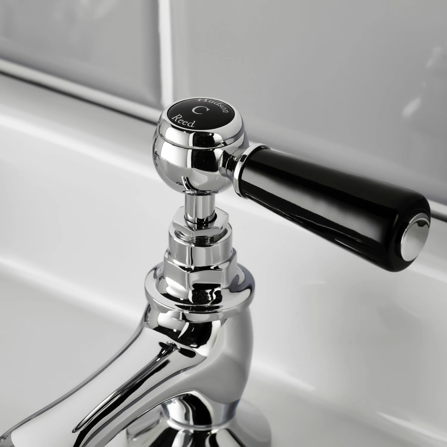 Hudson Reed Black Topaz Lever Basin Taps With Hexagonal Collars - Chrome/Black 5 Hudson Reed Black Topaz Lever Basin Taps With Hexagonal Collars - Chrome/Black - Image 3