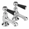 Hudson Reed Black Topaz Lever Basin Taps With Dome Collars - Chrome/Black 2 Hudson Reed Black Topaz Lever Basin Taps With Dome Collars - Chrome/Black -TAP WAREHOUSE Shop blacktopaz bc401dl