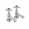 Hudson Reed Black Topaz Crosshead Basin Taps With Dome Collars - Chrome/Black -TAP WAREHOUSE Shop blacktopaz bc401dx