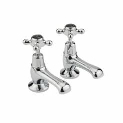Hudson Reed Black Topaz Crosshead Basin Taps With Dome Collars - Chrome/Black